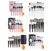 Logo personnalisé OEM Lot de 24 pinceaux de maquillage professionnel Brosse cosmétique blanche en cheveux synthétiques de haute qualité Marque privée