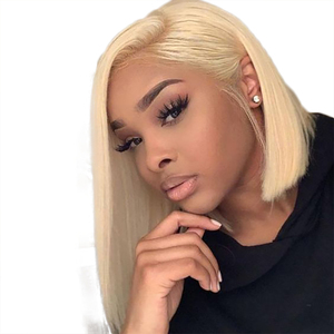 Perruque Bob brésilienne naturelle Remy <span class=keywords><strong>coupe</strong></span> <span class=keywords><strong>courte</strong></span>, cheveux humains, blond 613, 13x4, bon marché, vente en gros - Product Image 2