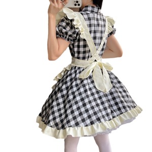 Lolita Maid Outfit Red Checkered Plus Size Cosplay Costume Summer 2022 Polyester Fiber Dress Anime Role Play - Product Image 5