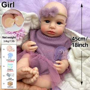 Poupée Reborn LouLou de 18 pouces, réaliste, en silicone platine, bouche ouverte, compagnon de jeu anatomiquement correct, pour filles à la mode, fabriquée en usine - Product Image 2