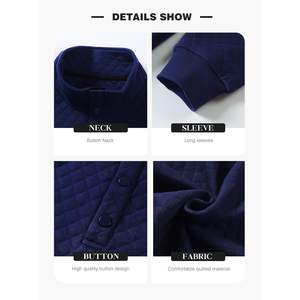 Personalizado de los hombres 2023 otoño moda cuarto botón pulóver acolchado sudaderas 3D bordado canguro bolsillos otoño 2023 suéteres - Product Image 1