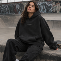 Sweat-shirt à capuche personnalisé de haute qualité avec impression en relief, poids lourd 380 GSM, logo ton sur ton, OEM, faible MOQ, coupe ample et carrée