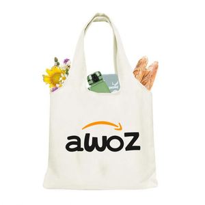 Bolsa de Compras Ecológica Personalizada de 12 oz, Bolsa de Lona Beige Reutilizable con Asa Creativa y Logotipo Impreso - Product Image 1