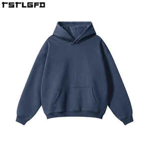 Sweat à capuche écologique poids lourd 100% coton sweat à capuche court hommes blanc surdimensionné impression personnalisée Logo hommes sweats à capuche & sweat-shirts - Product Image 4