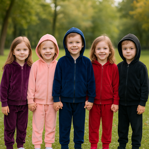 Conjunto de Ropa Deportiva de Terciopelo con Estampado Personalizado para Niñas, Chaqueta con Cierre, Conjunto de Sudadera para Niños de 1 a 13 <span class=keywords><strong>Años</strong></span>, Conjuntos de Ropa de Invierno para Niños al por Mayor - Product Image 1