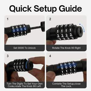 <span class=keywords><strong>Candado</strong></span> de Cable <span class=keywords><strong>Ligero</strong></span> para Bicicleta BY532, Combinación de 4 Dígitos, 1.2 m de Largo, Reajustable, Alta Seguridad, Recubierto de Vinilo, Antirrobo, Diámetro de 5/16 - Product Image 4