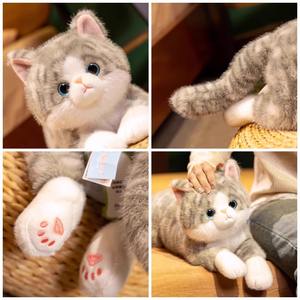 사이테 두들 시뮬레이션 누워있는 짧은 털 고양이 베개 31cm-50cm 수면 인형 생일 선물 - Product Image 4