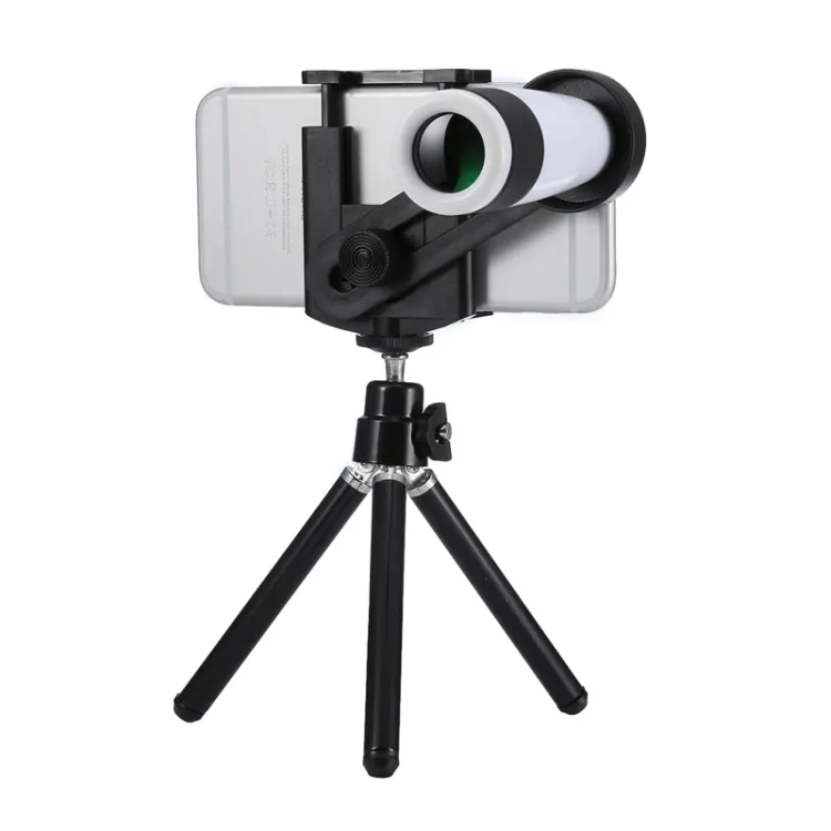 Prezzo all'ingrosso Universal 12x Zoom telescopio ottico teleobiettivo Kit obiettivo fotocamera, adatto per larghezza come telefono cellulare 5.5cm-8.5cm