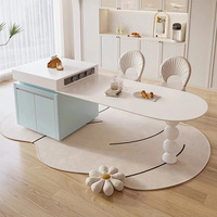 Table à manger pliante en pierre de style chinois classique avec plaque de cuisson à induction intégrée, plateau réglable, mobilier de maison central pour salle à manger