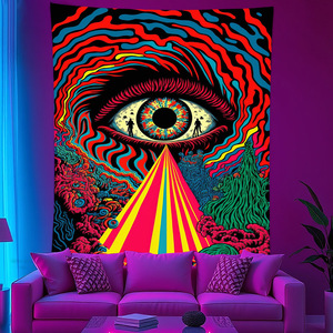 Tapisserie murale réactive aux <span class=keywords><strong>UV</strong></span> « Œil de Dieu » <span class=keywords><strong>psychédélique</strong></span> pour la sorcellerie, décoration murale hippie, art bohème, mandala esthétique pour chambre - Product Image 4
