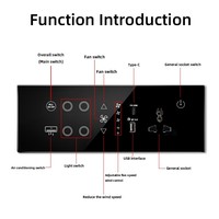 Prise intelligente multifonctionnelle WiFi/Zigbee 254 avec télécommande, interrupteur intelligent en verre trempé, indice de protection IP20, application de maison intelligente