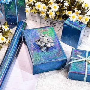 Papel de Regalo Personalizado con Diseño de Estrella Holográfica Metálica Azul Láser Original para Envolver Regalos de Cumpleaños, San Valentín, Fiestas y Uso Diario - Product Image 2