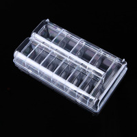 Boîte de rangement pour décoration d'ongles avec couvercle rabattable à dix compartiments en plastique transparent amovible, boîte de rangement pour strass pour ongles