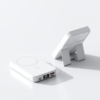 Mini Power Bank Magnétique Sans Fil 10000 mAh, Chargeur Portable avec Support Pliable