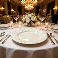 Assiette de présentation en plastique sculptée de 13 pouces, finition poudrée, texture florale en relief, design élégant et luxueux pour restaurant, mariage, événement