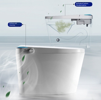 Toilette intelligente de luxe haut de gamme avec capteur de pied automatique, télécommande incluse, drainage en S, toilette intelligente monobloc