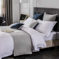 Draps de lit plats pour hôtel en gros, blancs, 100% coton, draps de lit en satin simple, ensemble de draps de lit Dubaï