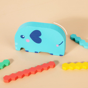 Bloques de Construcción de Madera con Forma de Panal de Abeja de Elefante para la Educación de la Primera Infancia, Juguete de Apilamiento Interactivo para Padres e Hijos - Product Image 4