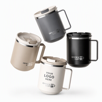 Mug Perjalanan Ramah Lingkungan dari Baja Tahan Karat 304, 480ml, dengan Tutup, Tumbler Berinsulasi Dinding Ganda, Anti Bocor untuk Penggunaan di Kantor, Minuman Teh