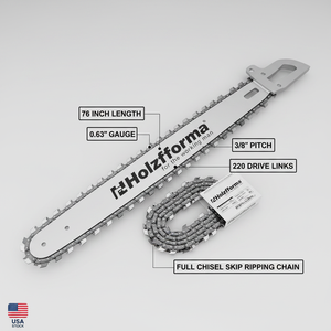 Catena per motosega a sezione piena da 76 pollici, 3/8 pollici, .063 pollici, 220 maglie di trasmissione, con barra guida solida e scalpello completo, per ST MS660 MS661 MS650 0 - Disponibile negli USA - Product Image 4