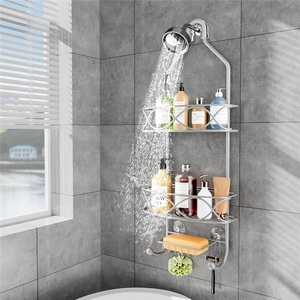 Double Tier Modern Wall Mounted <b>Shower</b> Head & Gel Shampoo <b>Storage</b> Rack - Product Image 3