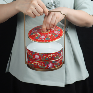 Pioneer <span class=keywords><strong>Craftsman</strong></span> cocina estética cerámica vajilla doble cubierta maleta nuevo chino clásico Dim Sum caja Luna pastel caja postre - Product Image 3