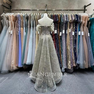 Sweetheart Neck a Line Party Vestidos de noche para damas <span class=keywords><strong>Cap</strong></span> Sleeve con vestido de noche con cuentas Lsja04 - Product Image 3