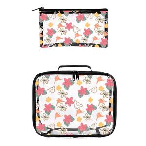 2025 Trending Custom Clear Neceser Set Impermeable Hawaiian Pink Anthurium Print Reutilizar Transparente Clean Juego de dos piezas - Product Image 1