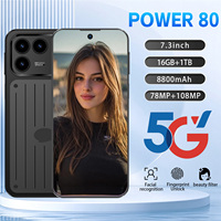 HP Baru Power 80 5G Layar 7,3 Inci 8800mAh Penyimpanan 16GB+1TB Kamera HD 108MP untuk Menonton Film, Bermain Game, dan Bekerja di Kantor