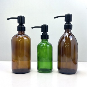 Custom logo Wholesale Amber Glass Liquid Soap Dispenser 500Ml Glass <b>Bottle</b> With Matte Black 304 Stainless Steel Pump - Product Image 3