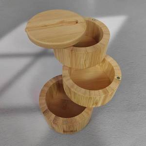 หม้อไม้ไผ่<span class=keywords><strong>สาม</strong></span><span class=keywords><strong>ชั้น</strong></span>สำหรับใช้ในครัวเรือนพร้อมฝาปิดและช้อนกล่องเก็บไม้สำหรับพริก - Product Image 2