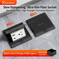 Enchufe de Piso Americano Estándar Empotrado Ultrafino Impermeable con Amortiguación de Aleación de Aluminio Tipo 120