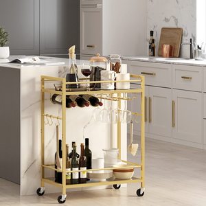 <span class=keywords><strong>Chariot</strong></span> <span class=keywords><strong>de</strong></span> service à domicile avec casier à vin et porte-verre, <span class=keywords><strong>chariot</strong></span> <span class=keywords><strong>de</strong></span> bar en verre à 2 niveaux sur roues-Personnalisation <span class=keywords><strong>Amazon</strong></span> - Product Image 2