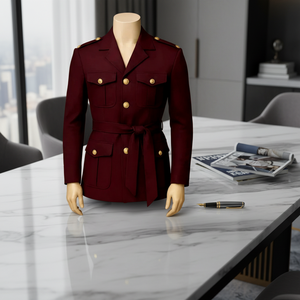 <span class=keywords><strong>ชุด</strong></span>สูทผู้ชายสีเบอร์กันดี แบบซาฟารี กระดุมแถวเดียว ปกแบบโนช์แลปเปิล ทรงเข้ารูป <span class=keywords><strong>ชุด</strong></span> 2 ชิ้น เสื้อแจ็คเก็ตและกางเกงขายาว ซิปผ่าหน้า มีไซส์พลัส สามารถสั่ง<span class=keywords><strong>ตัด</strong></span>ได้ - Product Image 5