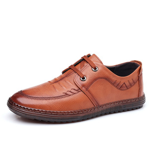 Mocasines de Cuero para Hombre, Color Sólido, con Cordones Delanteros, Tacón Bajo, Transpirables, Suela Suave, Zapatos Casuales de Negocios, Costura de Grosor Estándar - Product Image 5
