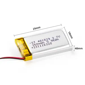 OEM Custom 481829 260mAh batteria ricaricabile agli ioni di litio per luci LED 3.7V batterie Lipo