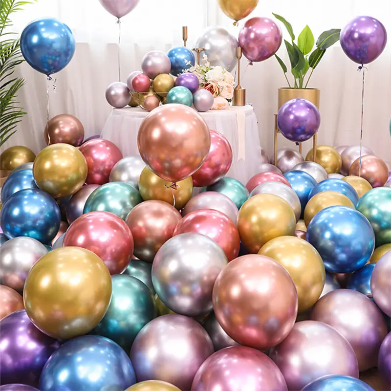 Décoration de fête Matel 2.8g 12 pouces perle Chrome ballons Globos Metalicos Latex métallique hélium Chrome ballon biodégradable