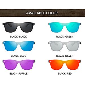 Gafas de Sol Cuadradas de Madera Polarizadas con Logotipo Personalizado, Lentes de Espejo Coloridas, Gafas de Sol de Madera Natural para Hombre - Product Image 5