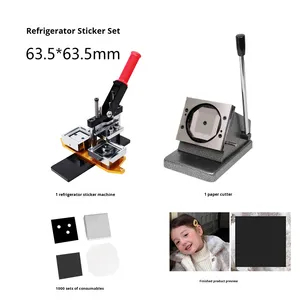 מגנטים למקרר מרובע תמונה אישית להכנת מכונת 63.5 x ערכת כפתור 63.5 ערכת כפתור מקרר - Product Image 1