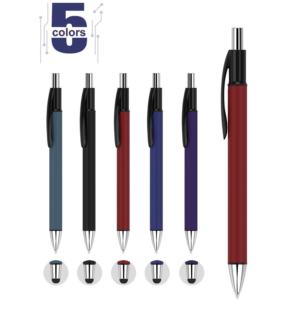 Прорезиненный алюминиевый корпус рекламные деловые подарки 2 в 1 сенсорный Стилус Шариковая Ручка