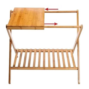 Estante de almacenamiento de bambú plegable de 2 niveles para dormitorio, hotel, casa de huéspedes - Product Image 5