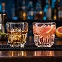 Verre Collins empilable commercial rayé pour cocktails, vin, bière, bar, KTV, restaurant, hôtel – Vente en gros