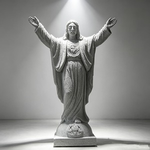 Escultura Religiosa de Jesús y Ovejas en Mármol Blanco de Tamaño Real para Jardín, Iglesia y Decoración Cristiana del Hogar - Product Image 2