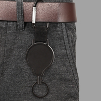 Vente en gros de lanière en nylon à câble métallique de 1mm, mousqueton à 90 degrés en forme de D, porte-bobine de badge, porte-clés rétractable