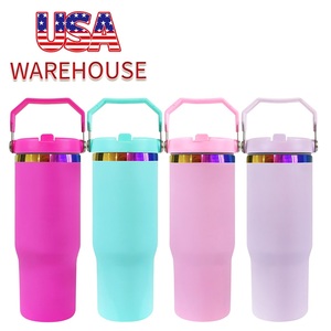 20 gói chúng tôi kho cầu vồng mạ Macaron màu 30oz nước <span class=keywords><strong>Mug</strong></span> Tumbler với lật Top xử lý và rơm 30fliprainbow02 - Product Image 1
