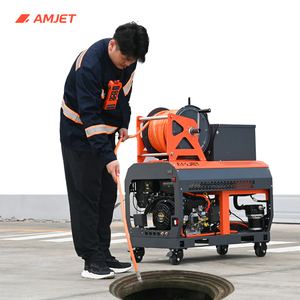 AMJET 4350psi4gpm Jetter d'égout Réservoir d'eau 60L Nettoyeur de tuyaux d'égout Nettoyeur d'égout 8in pour déblocage de plomberie domestique. - Product Image 1