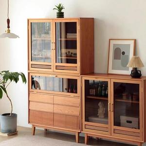 <b>Solid</b> <b>Wood</b> <b>Bookcase</b> With Glass Doors Moisture Proof Storage Indoor Bookshelf Cabinet For Living Room Home Office - Product Image 1