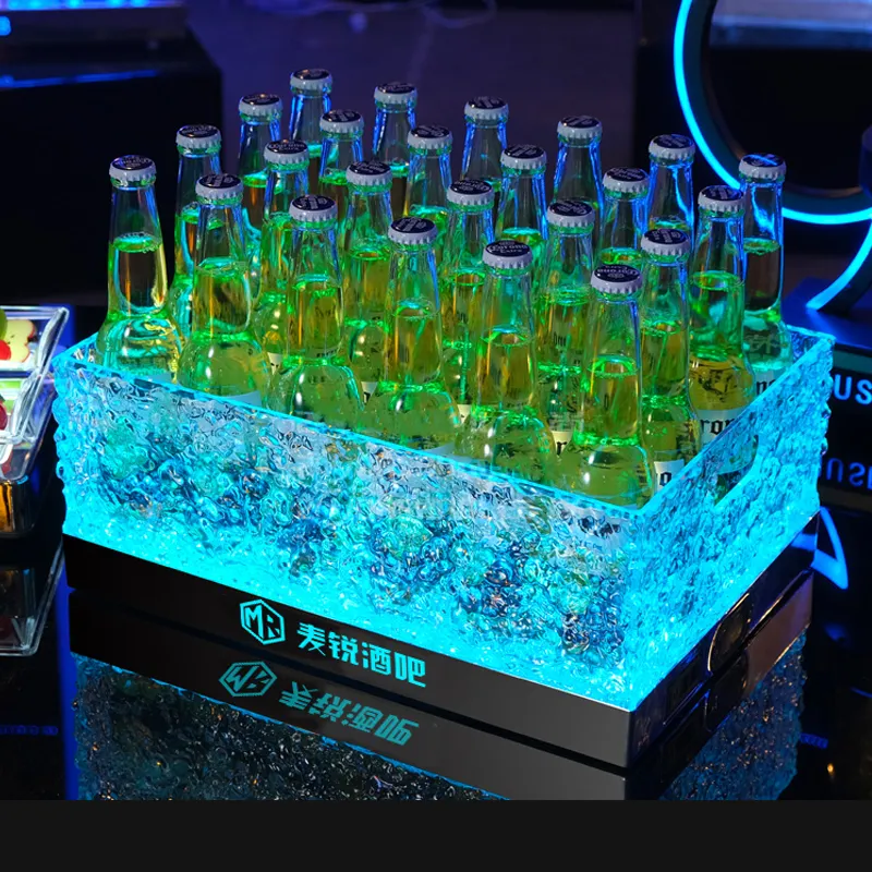 OEM Wholesale Custom LED Champagne Buckets Cooler Acrylic Ice Bucket Beverage Tubs Light Up Champagne Beer Bucket