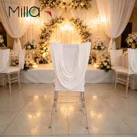 Housse de dossier de chaise en spandex froncée pour chaise Napoléon transparente en acrylique, chaise Chiavari, chaise de banquet