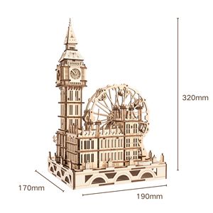 Nouveau produit : Modèle d'assemblage de la Grande Roue de <span class=keywords><strong>Londres</strong></span> et du Big Ben, puzzle 3D <span class=keywords><strong>en</strong></span> bois, jouet éducatif DIY, pour les 14 ans et plus - Product Image 6